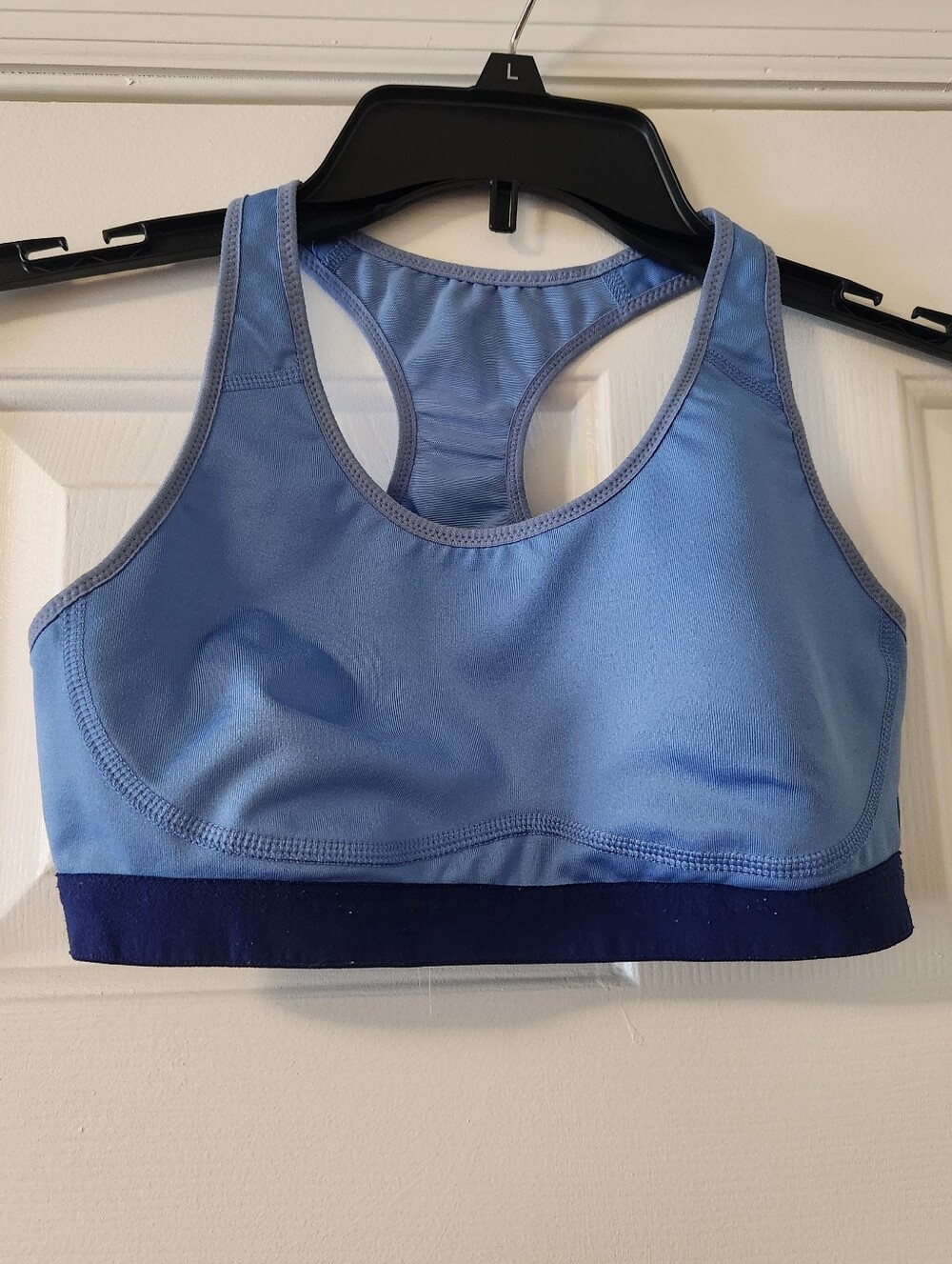 Light Blue Nike Racerback Sports Bra with Navy Band
